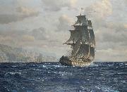 Michael Zeno Diemer frigate off the coast near Rio de Janeiro oil on canvas